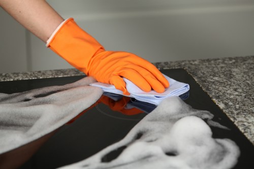 Professional house cleaning in a modern Enfield living room