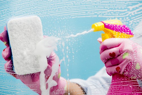 Manager assessing a cleaning issue for resolution