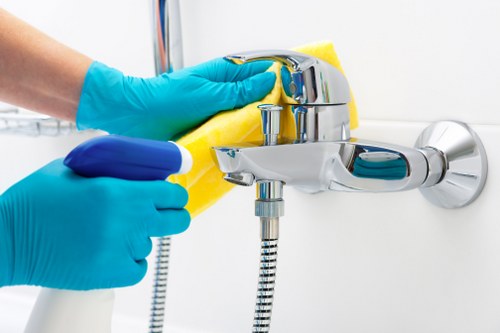 Professional carpet cleaner in Enfield treating a residential carpet